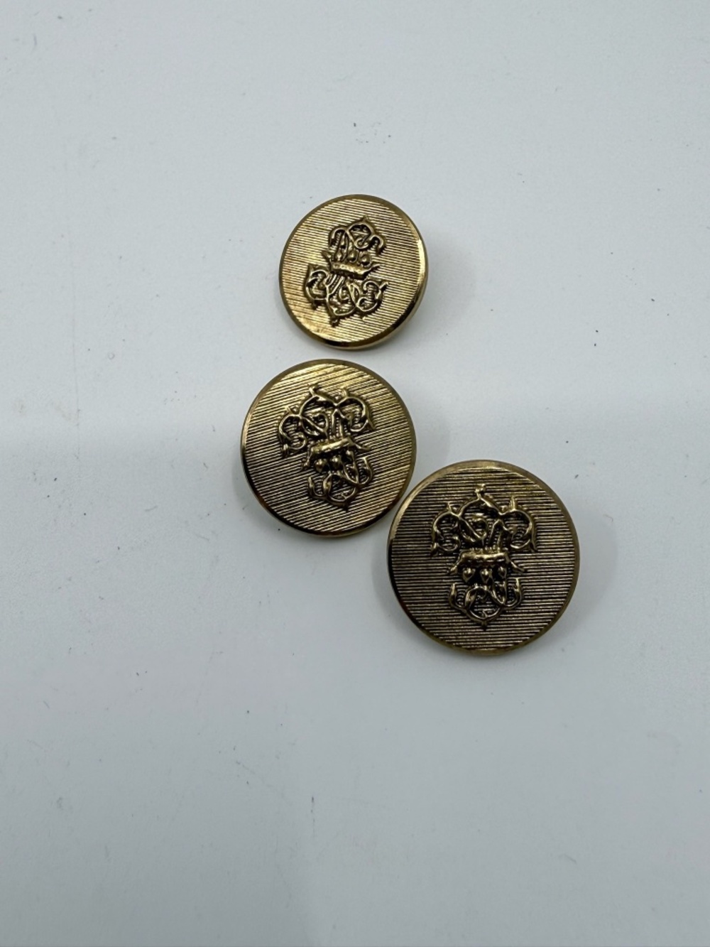 3 Vintage Gold Finish Crest ( Coat of Arms) Blazer Buttons